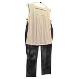 Spring Is Coming! White Sleeveless Shirt by Garage and Blue and Green Floral Pants by Charter Club