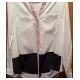 Ivanka Trump White Blouse with Pink Neck and Black Bottom