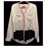 Ivanka Trump White Blouse with Pink Neck and Black Bottom