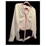 Ivanka Trump White Blouse with Pink Neck and Black Bottom