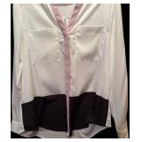 Ivanka Trump White Blouse with Pink Neck and Black Bottom