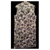 Talbots Lovely Sleeveless Dress with Cream and Navy Flowers