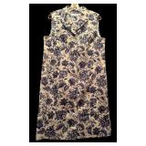Talbots Lovely Sleeveless Dress with Cream and Navy Flowers