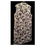 Talbots Lovely Sleeveless Dress with Cream and Navy Flowers