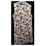 Talbots Lovely Sleeveless Dress with Cream and Navy Flowers