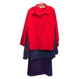 Two Suede Button-Down Shirts (Red and Blue) and Posh Ultrasuede Dress in Purple