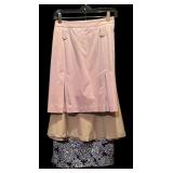 Three Beautiful Skirts in Lavender, Navy & White and Tan