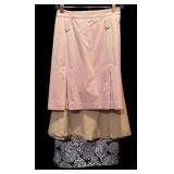 Three Beautiful Skirts in Lavender, Navy & White and Tan