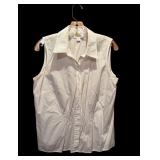 Talbots Sleeveless White Button Down Shirt