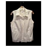 Talbots Sleeveless White Button Down Shirt