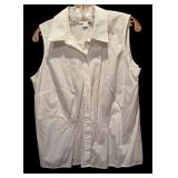 Talbots Sleeveless White Button Down Shirt