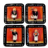 Tracy Flickinger 4 Unique Square Luncheon Plates