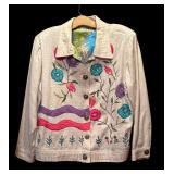 Fabulous Vintage Wine Summer Jacket with Bright Flowers