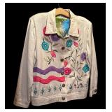 Fabulous Vintage Wine Summer Jacket with Bright Flowers