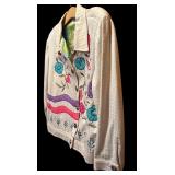 Fabulous Vintage Wine Summer Jacket with Bright Flowers