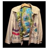 Fabulous Vintage Wine Summer Jacket with Bright Flowers