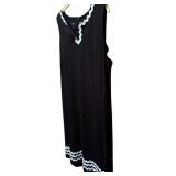 Lovely Talbot Sleeveless Black Dress with White Embellishments