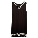 Lovely Talbot Sleeveless Black Dress with White Embellishments
