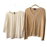 Pretty Neutral Tone Ann Taylor Cardigan / Short Sleeve Top