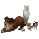 Beautiful Four Collie Dog Figurines
