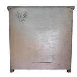 Vintage Gray / Blue End Table with 4 Drawers and Glass Top