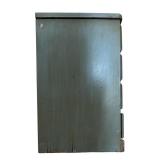 Vintage Gray / Blue End Table with 4 Drawers and Glass Top