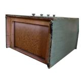 Vintage Gray / Blue End Table with 4 Drawers and Glass Top