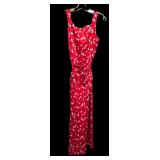 Liz Clairborne Long Summer Dress in Red with White Flowers