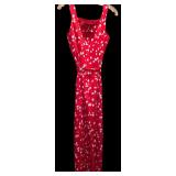 Liz Clairborne Long Summer Dress in Red with White Flowers