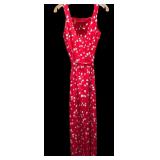 Liz Clairborne Long Summer Dress in Red with White Flowers