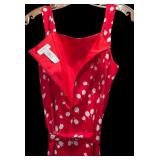 Liz Clairborne Long Summer Dress in Red with White Flowers