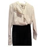 Larry Levine Tiered Black Skirt and Worthington White Button-up Blouse