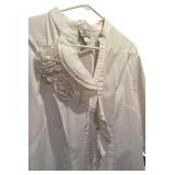 Larry Levine Tiered Black Skirt and Worthington White Button-up Blouse