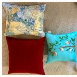 Collection of Throw / Accent Pillows and Fuzzy Backrest