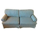 Blue and White Striped Love Seat