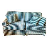 Blue and White Striped Love Seat