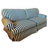 Blue and White Striped Love Seat