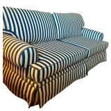 Blue and White Striped Love Seat