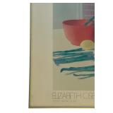 Elizabeth Osborne 1979 "Cat On Table Scene" Framed Color Print