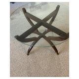 Vintage Mid-Century Glass and Wood Side Table