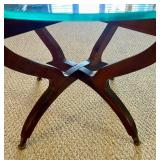 Vintage Mid-Century Glass and Wood Side Table