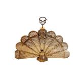 Victorian Design Vintage Peacock Fan Brass Fireplace Screen