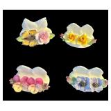 Aynsley Place Card Holders Bone China Flowers Set Handmade