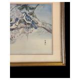 Beautiful Framed Art of Blue Bird on a Tree Branch