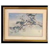 Beautiful Framed Art of Blue Bird on a Tree Branch