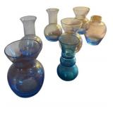 Variety of Petite Glass Vases in Hues of Blues