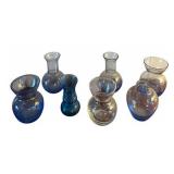 Variety of Petite Glass Vases in Hues of Blues