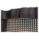 Vintage Dark Wooden Bench with Rattan Seat Including Removable Yellow and White Cushion