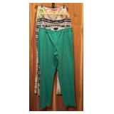 Talbots Fun Spring Slacks in Green, Palm Trees and Black & White Checks