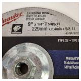Lot Of Two Milwaukee Grinding Discs 9" x 1/4" x 5/8"-11 Open Box